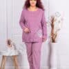 Plus size βαμβακερή πιτζάμα με φλοράλ τύπωμα-λιλά-κωδ 11506-1