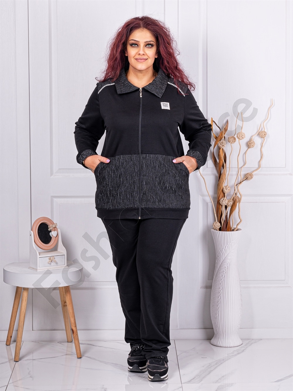 Plus size αθλητικό σετ-λεπτομέρεια ανάγλυφη υφή-κωδ 1433