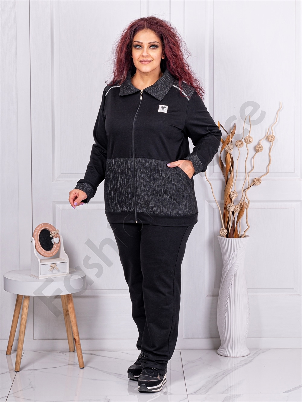 Plus size αθλητικό σετ-λεπτομέρεια ανάγλυφη υφή-κωδ 1433