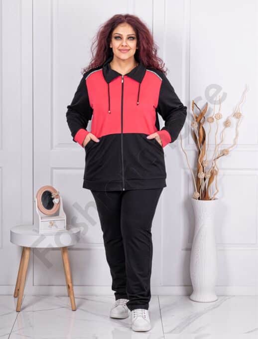 Plus size αθλητικό σετ-μαύρο/κοραλί-κωδ 251433-3