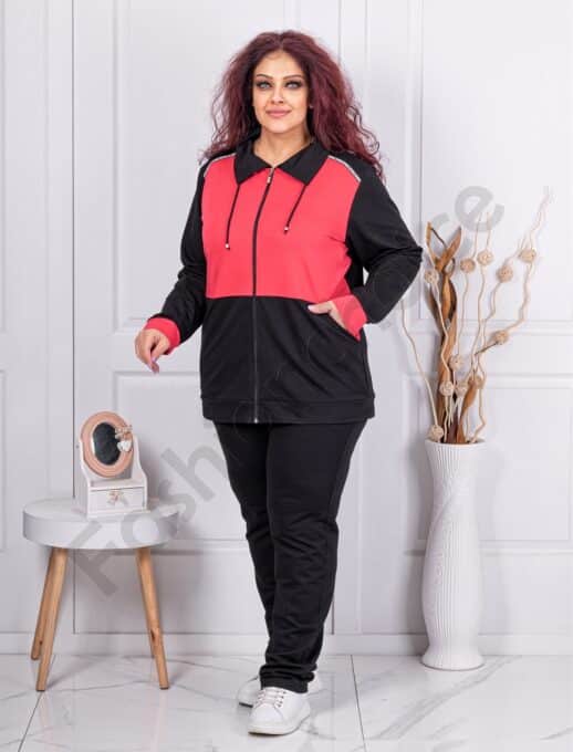 Plus size αθλητικό σετ-μαύρο/κοραλί-κωδ 251433-3