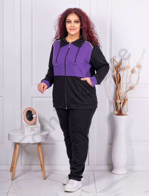 Plus size αθλητικό σετ-μαύρο/μωβ-κωδ 251433-2