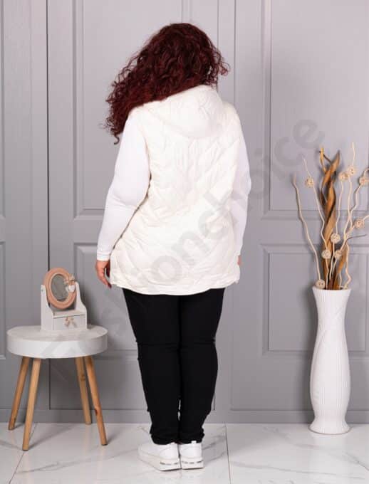 Plus size αμάνικο μπουφάν Fashion με κουκούλα-εκρού-κωδ 803-2