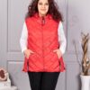 Plus size αμάνικο μπουφάν Fashion με κουκούλα-κόκκινο-κωδ 803-1