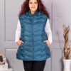 Plus size αμάνικο μπουφάν με κουκούλα /9XL-13XL/-πετρόλ-κωδ 812-1