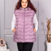 Plus size αμάνικο μπουφάν με κουκούλα /9XL-13XL/-λιλά-κωδ 812-2