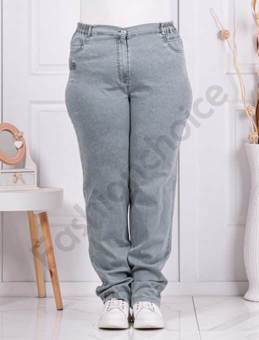 Plus size γυναικείο τζιν με ελαστική μέση-μέντα-κωδ 8903