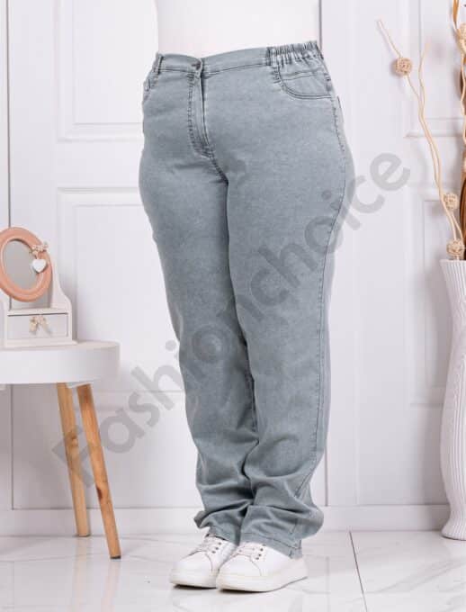 Plus size γυναικείο τζιν με ελαστική μέση-μέντα-κωδ 8903