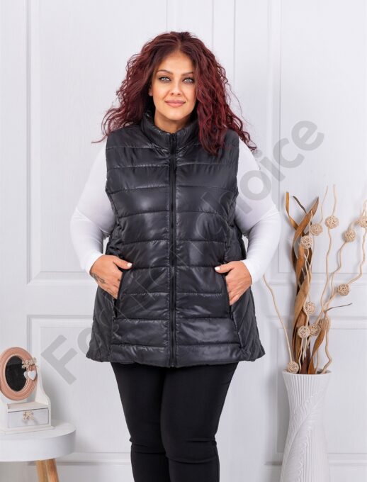 Plus size αμάνικο μπουφάν σε μαύρο/4XL-8XL/-κωδ 034