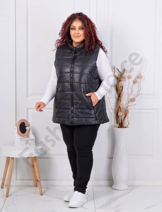 Plus size αμάνικο μπουφάν σε μαύρο/4XL-8XL/-κωδ 034