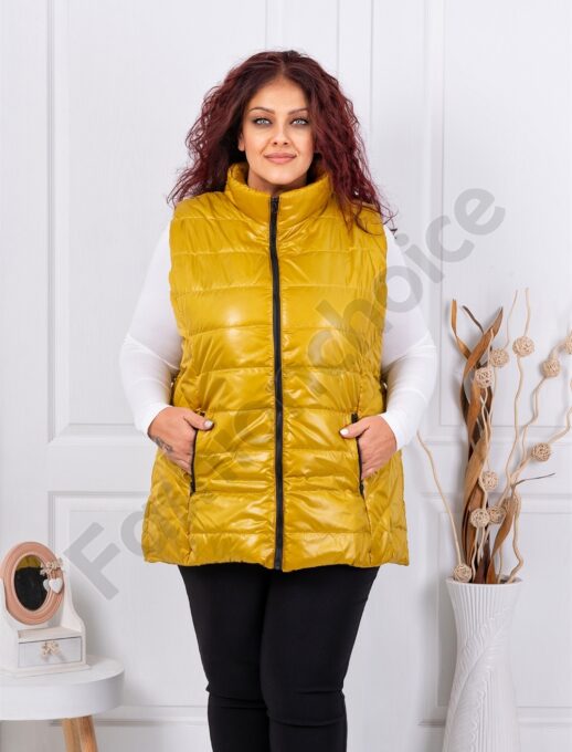 Plus size αμάνικο μπουφάν σε μουσταρδί/4XL-8XL/-κωδ 034-4