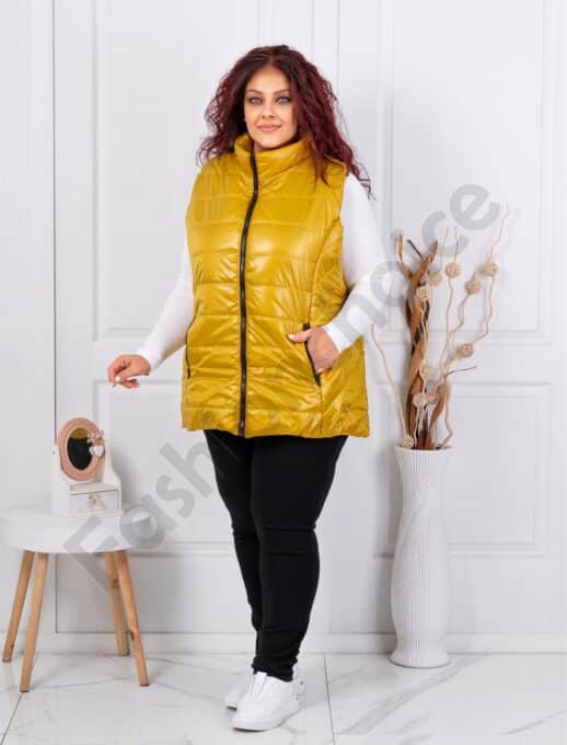Plus size αμάνικο μπουφάν σε μουσταρδί/4XL-8XL/-κωδ 034-4