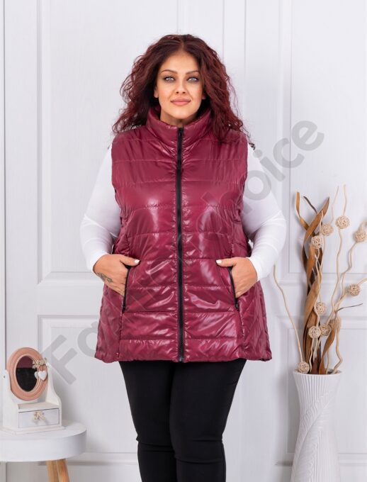 Plus size αμάνικο μπουφάν σε μπορντό/4XL-8XL/-κωδ 034-6