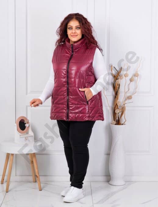 Plus size αμάνικο μπουφάν σε μπορντό/4XL-8XL/-κωδ 034-6