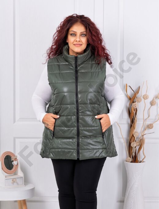 Plus size αμάνικο μπουφάν σε χακί/4XL-8XL/-κωδ 034-7