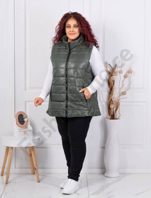 Plus size αμάνικο μπουφάν σε χακί/4XL-8XL/-κωδ 034-7