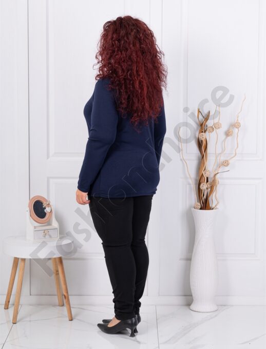 Plus size μπλούζα ζιβάγκο-σκούρο μπλε-κωδ 1002-2