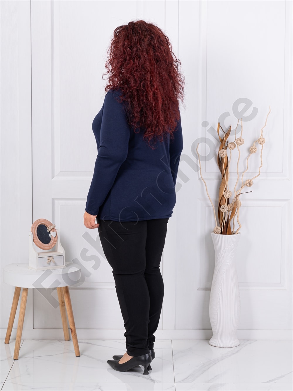 Plus size μπλούζα ζιβάγκο-σκούρο μπλε-κωδ 1002-2
