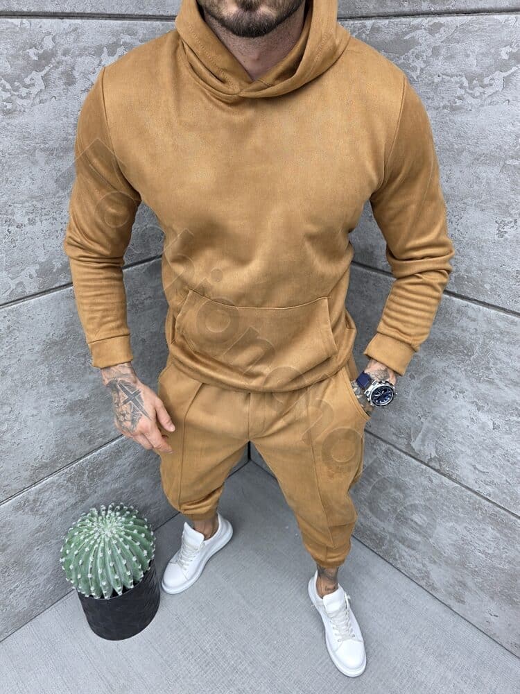 Ανδρικό βελούδινο σετ με hoodie-ταμπά-κωδ 2520-5