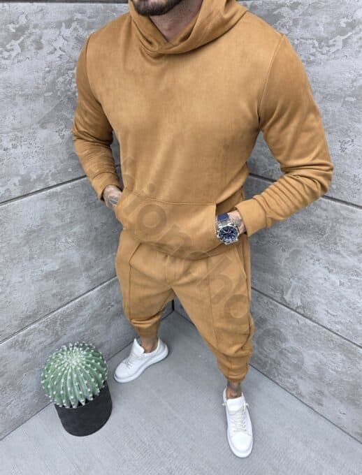 Ανδρικό βελούδινο σετ με hoodie-ταμπά-κωδ 2520-5
