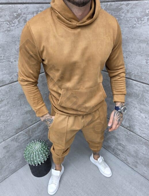 Ανδρικό βελούδινο σετ με hoodie-ταμπά-κωδ 2520-5