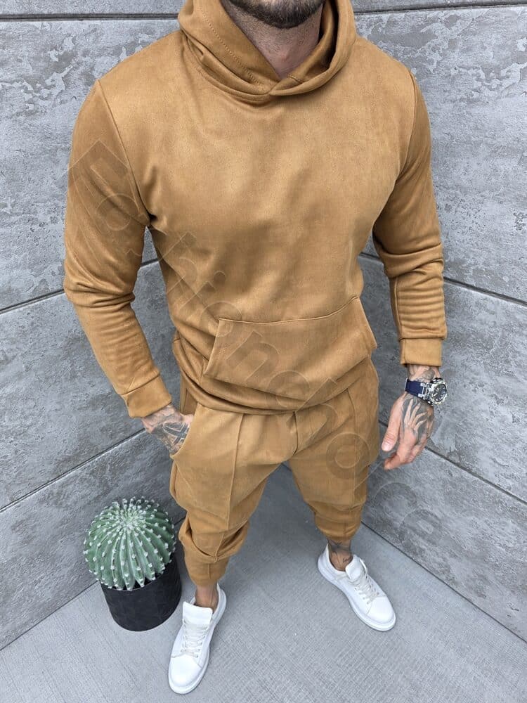 Ανδρικό βελούδινο σετ με hoodie-ταμπά-κωδ 2520-5