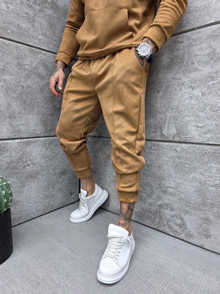 Ανδρικό βελούδινο σετ με hoodie-ταμπά-κωδ 2520-5