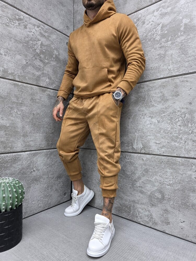 Ανδρικό βελούδινο σετ με hoodie-ταμπά-κωδ 2520-5