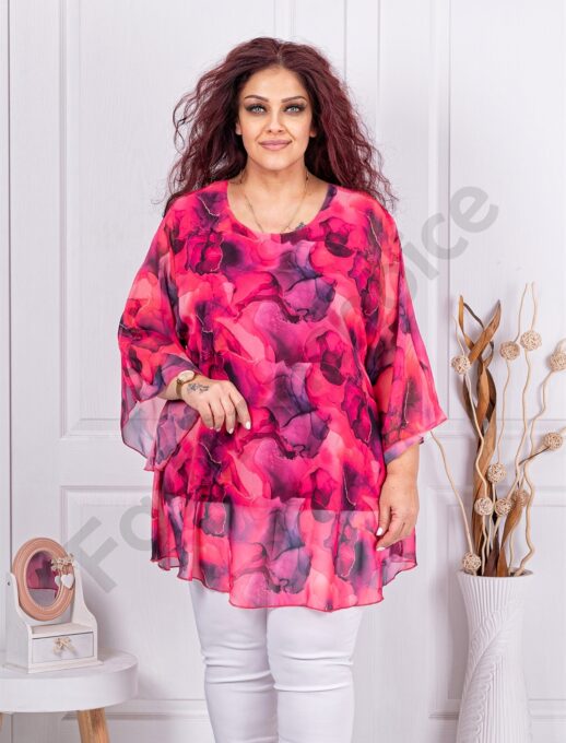 Plus size σιφόν τουνίκ-φούξια-κωδ 25357-2