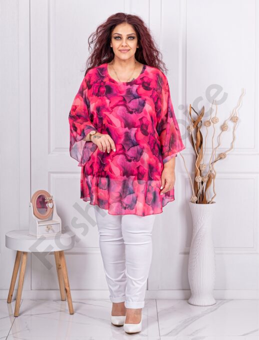 Plus size σιφόν τουνίκ-φούξια-κωδ 25357-2