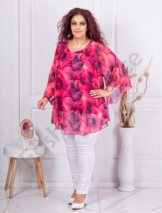 Plus size σιφόν τουνίκ-φούξια-κωδ 25357-2
