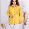 Plus size πουκάμισο με κέντημα μπροστά-μουσταρδί-κωδ 10563-9