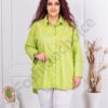 Plus size πουκάμισο με κέντημα μπροστά-πράσινο μήλο-κωδ 10563-5