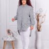 Plus size ριγέ πουκάμισο με στρας-μαύρο-κωδ 5047-2