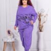 Plus size αθλητικό σετ με φλοράλ τύπωμα-λιλά-κωδ 9994-4