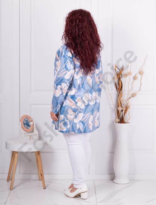 Plus size φλόραλ σακάκι-ανοιχτό μπλε-κωδ 2233-2