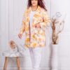Plus size φλόραλ σακάκι-κίτρινο-κωδ 2233