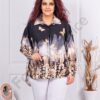 Plus size πουκάμισο με πεταλούδες-μαύρο-κωδ 39775