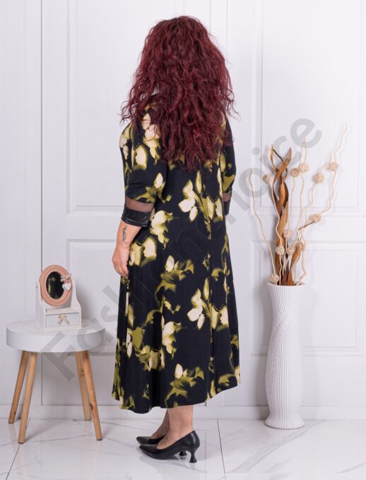 Plus size φόρεμα με λεπτομέρεια δίχτυ-φλόραλ-κωδ 25824-2
