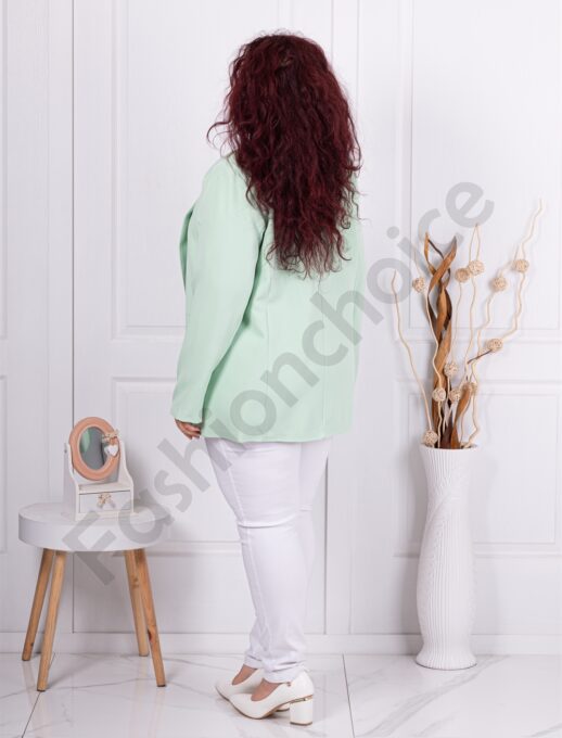 Plus size μπλέιζερ χωρίς κούμπωμα-μέντα-κωδ 8888-11