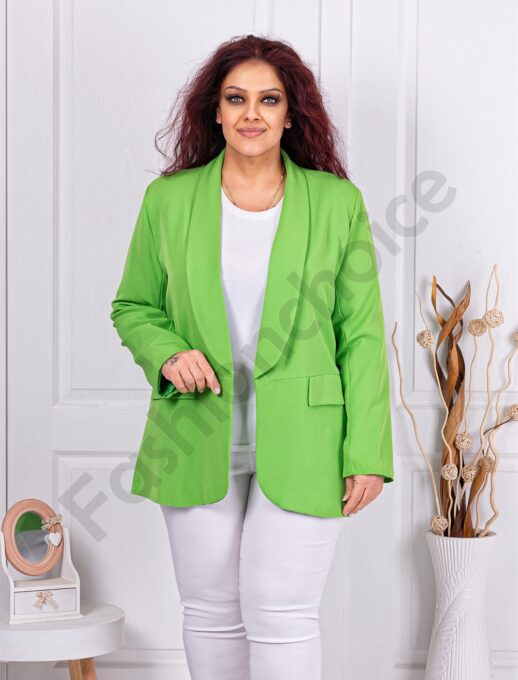 Plus size μπλέιζερ χωρίς κούμπωμα-πράσινο μήλο-κωδ 8888-1