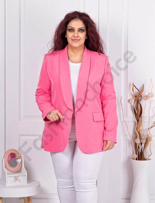 Plus size μπλέιζερ χωρίς κούμπωμα-σκούρο ροζ-κωδ 8888-9