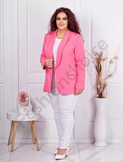 Plus size μπλέιζερ χωρίς κούμπωμα-σκούρο ροζ-κωδ 8888-9