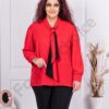 Plus size πουκάμισο με δέσιμο τύπου γραβάτα-κόκκινο-κωδ 1036-1