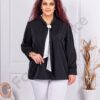 Plus size πουκάμισο με δέσιμο τύπου γραβάτα-μαύρο-κωδ 1036