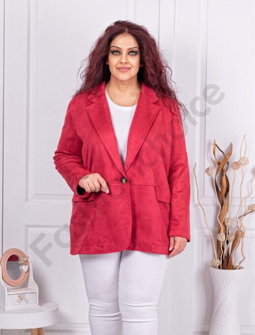 Plus size βελούδινο oversized σακάκι-μπορντό-κωδ 240719-3