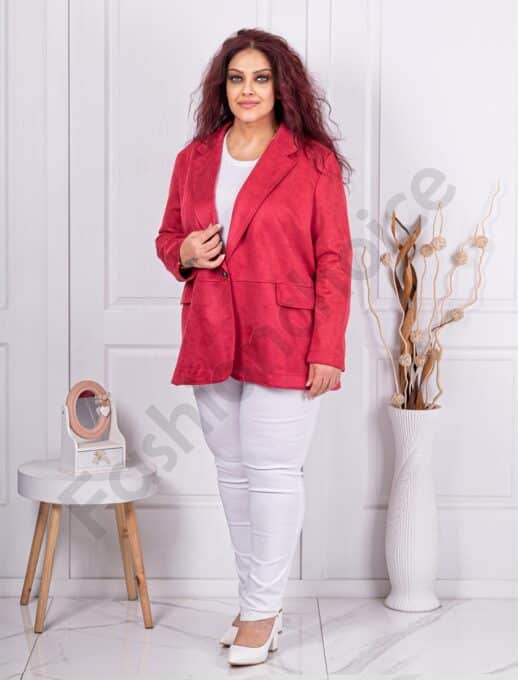 Plus size βελούδινο oversized σακάκι-μπορντό-κωδ 240719-3