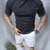 Ανδρική μπλούζα με ξέφτια στο τελείωμα-μαύρο-κωδ 7855