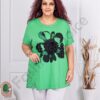 Plus size μπλούζα με 3D απλικέ-πράσινο-κωδ 4761-1