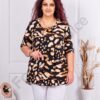 Plus size μπλούζα με ακανόνιστο σχέδιο-μπεζ-κωδ 1348-1